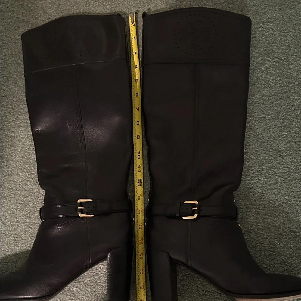 Tory Burch Daniella Leather High Black Riding Boots. 3.75” Heel. Size 10.5